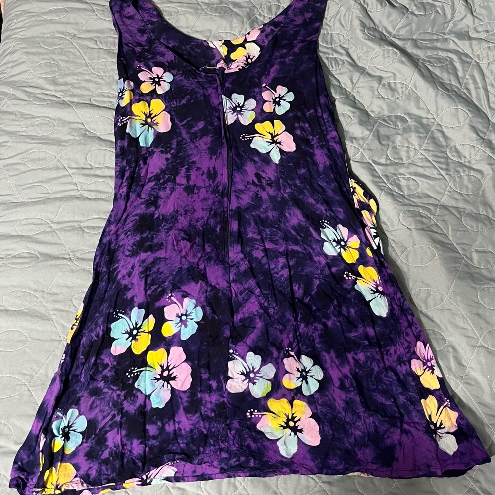 Purple Floral Tie-Front Mini Dress